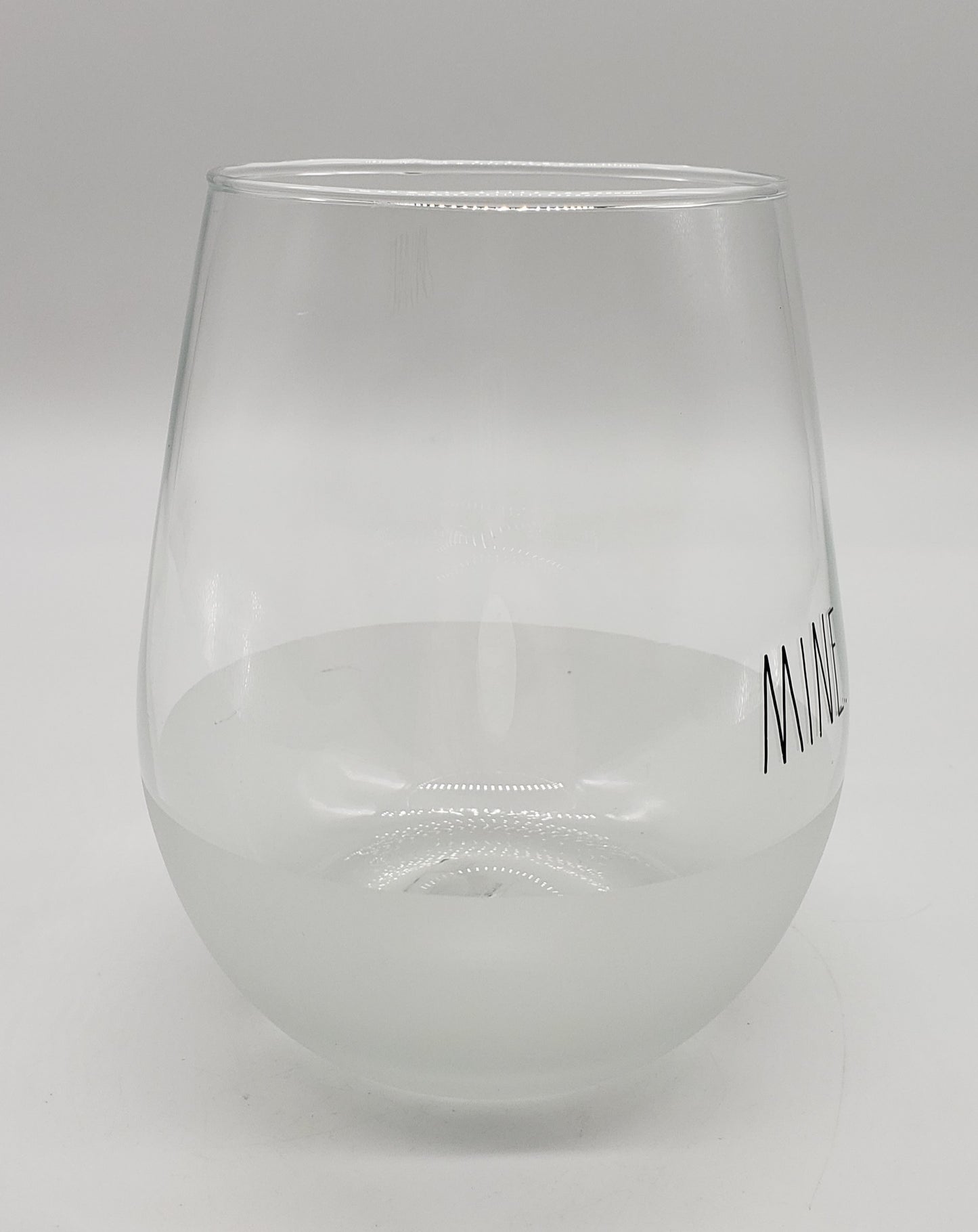 Rae Dunn by enchante "MINE" frosted stemless wine glass