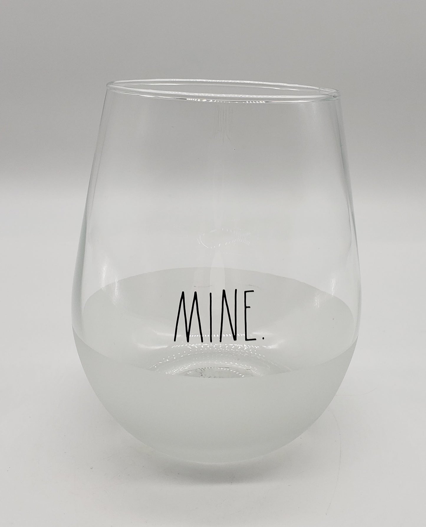 Rae Dunn by enchante "MINE" frosted stemless wine glass