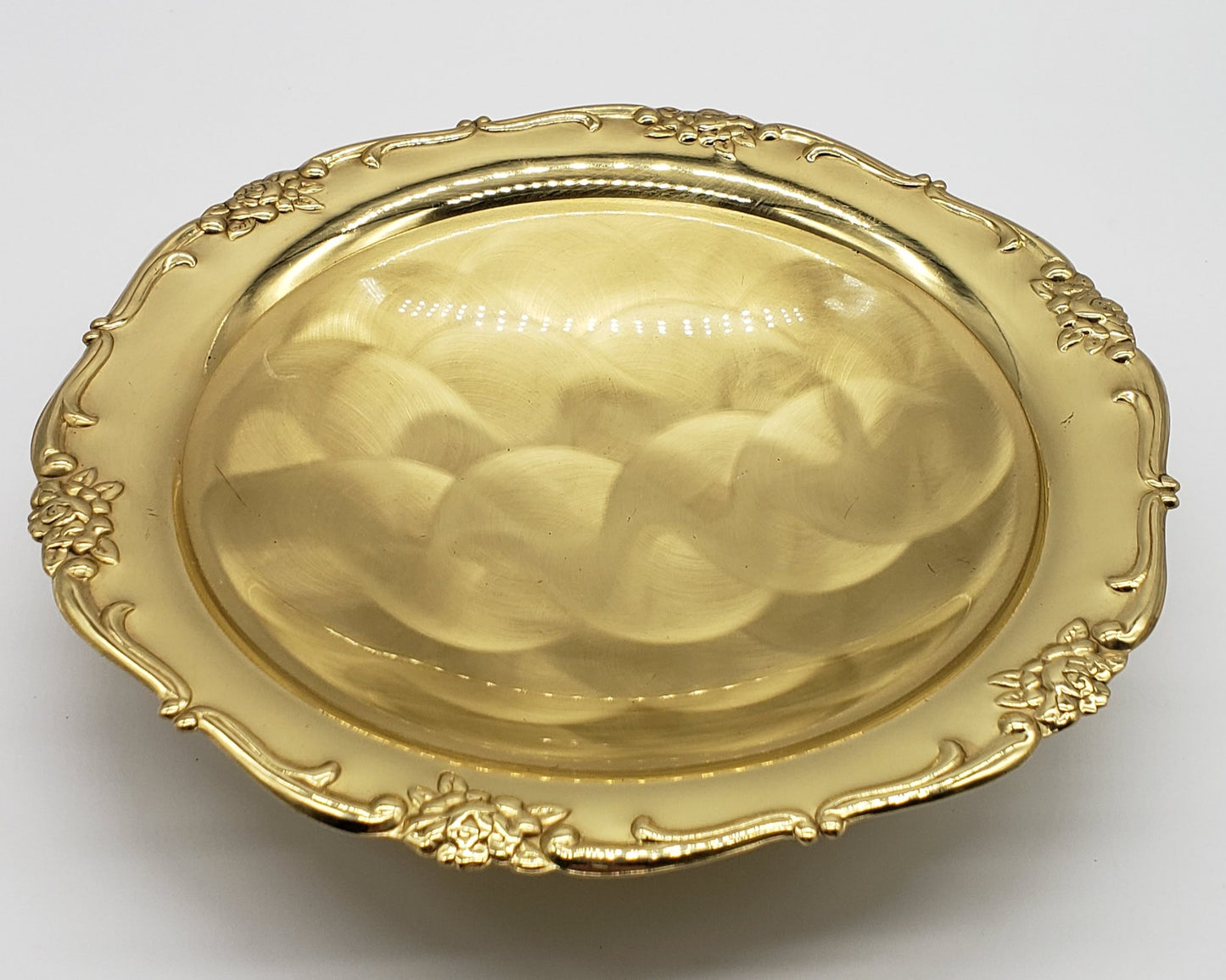Vintage GOOD ART Contempo Brass Hand Polished Footed Dish