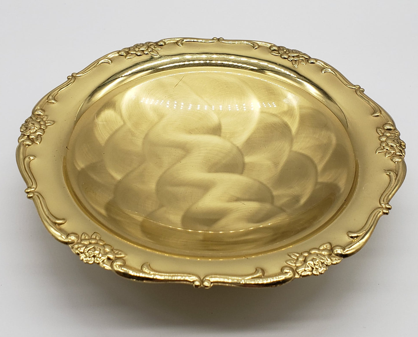 Vintage GOOD ART Contempo Brass Hand Polished Footed Dish
