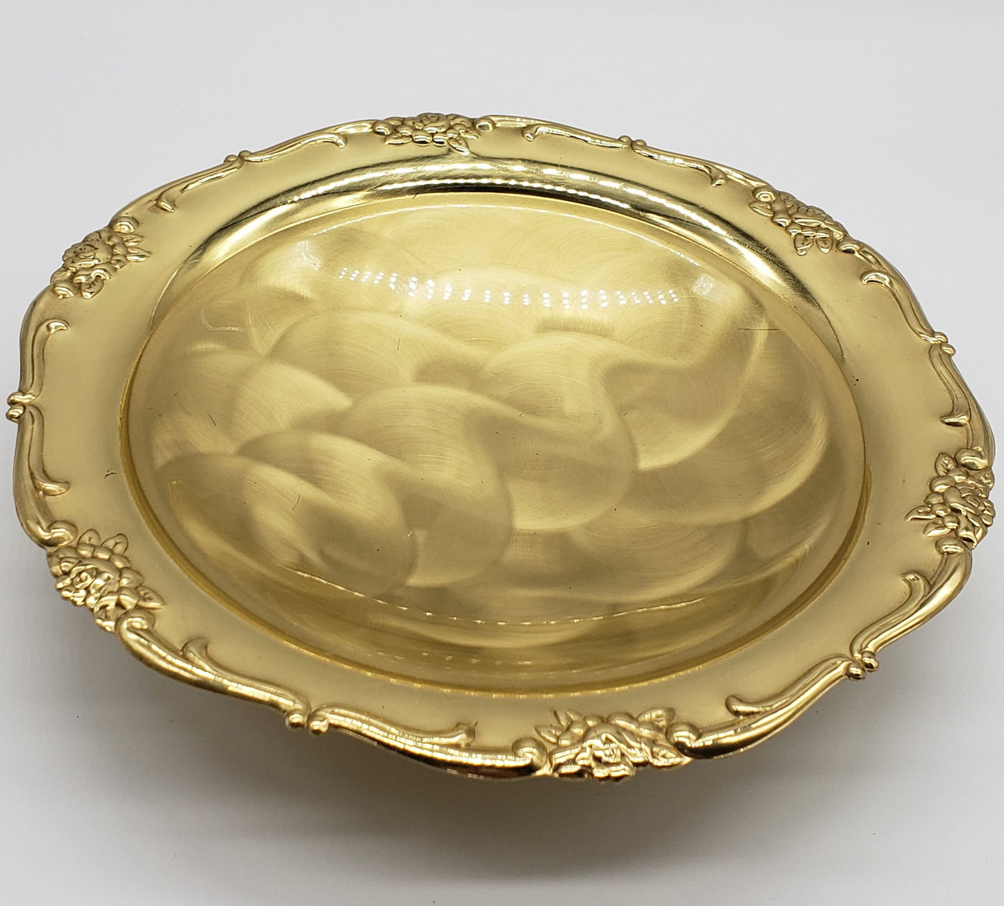 Vintage GOOD ART Contempo Brass Hand Polished Footed Dish