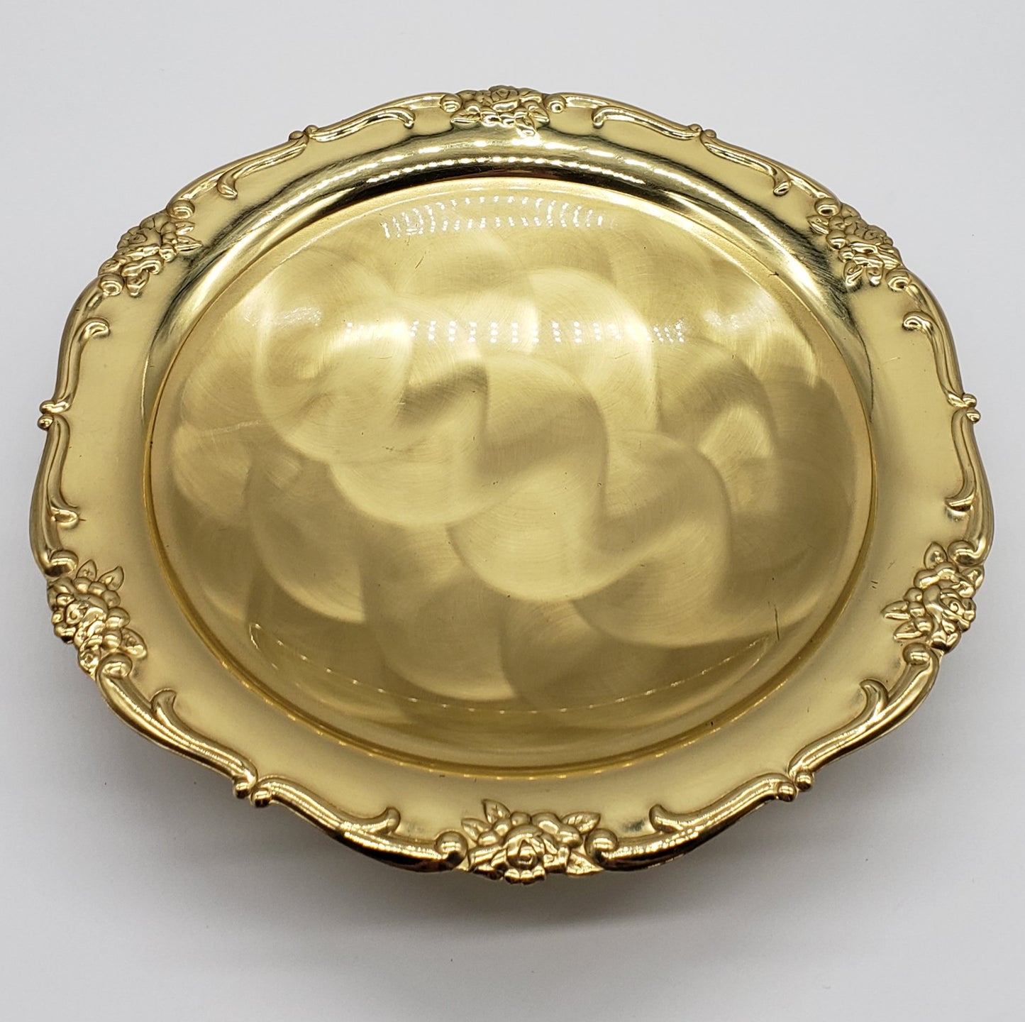 Vintage GOOD ART Contempo Brass Hand Polished Footed Dish