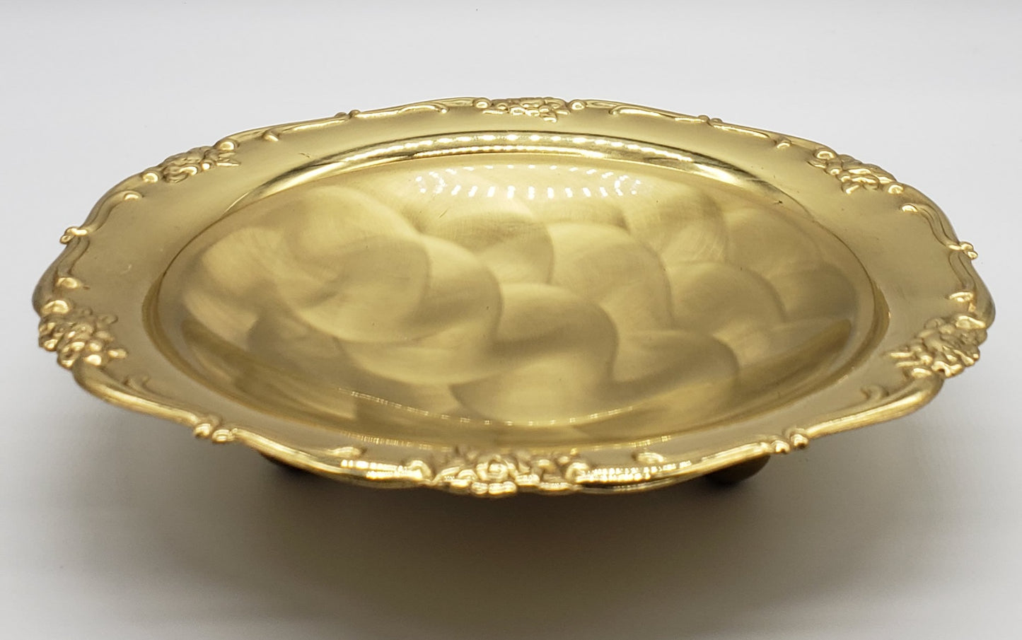 Vintage GOOD ART Contempo Brass Hand Polished Footed Dish