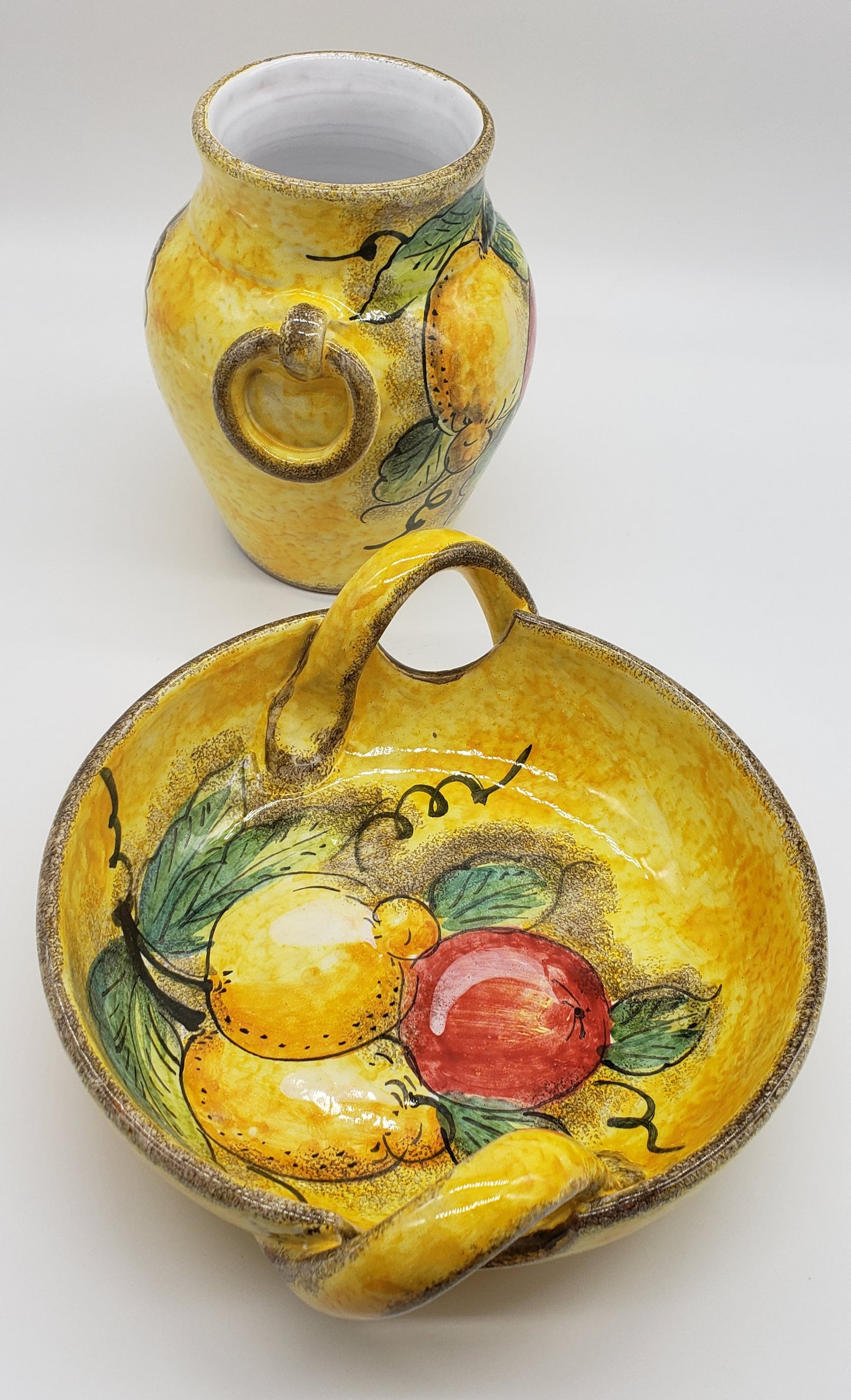 Italian Dipinto A Mano Lavarato Hand Painted Vase and basin