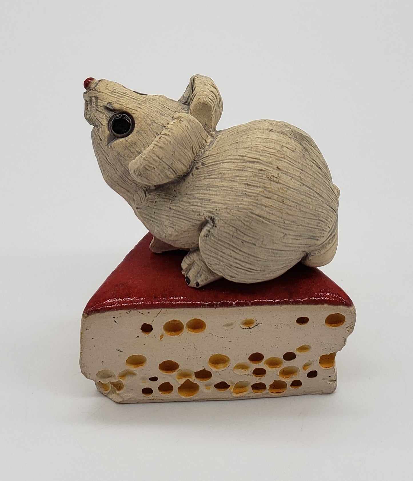 Artesania Rinconada White Mouse on Chunk of Swiss Cheese