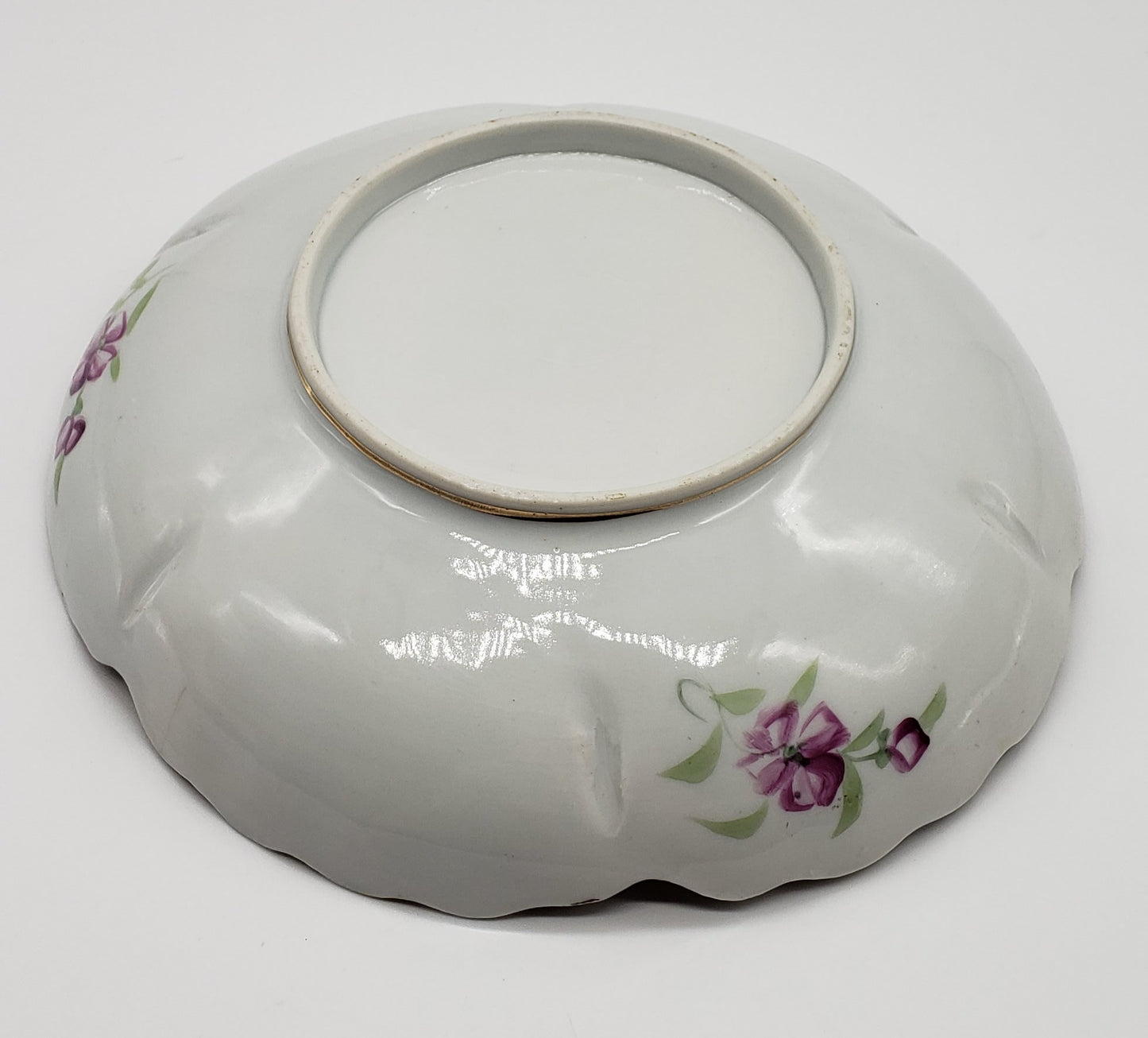 Vintage Hand Painted 9" Floral Porcelain Bowl Scalloped