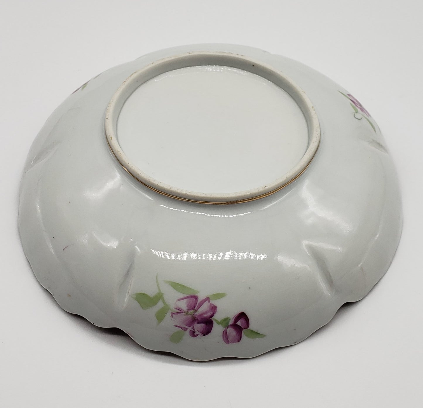 Vintage Hand Painted 9" Floral Porcelain Bowl Scalloped