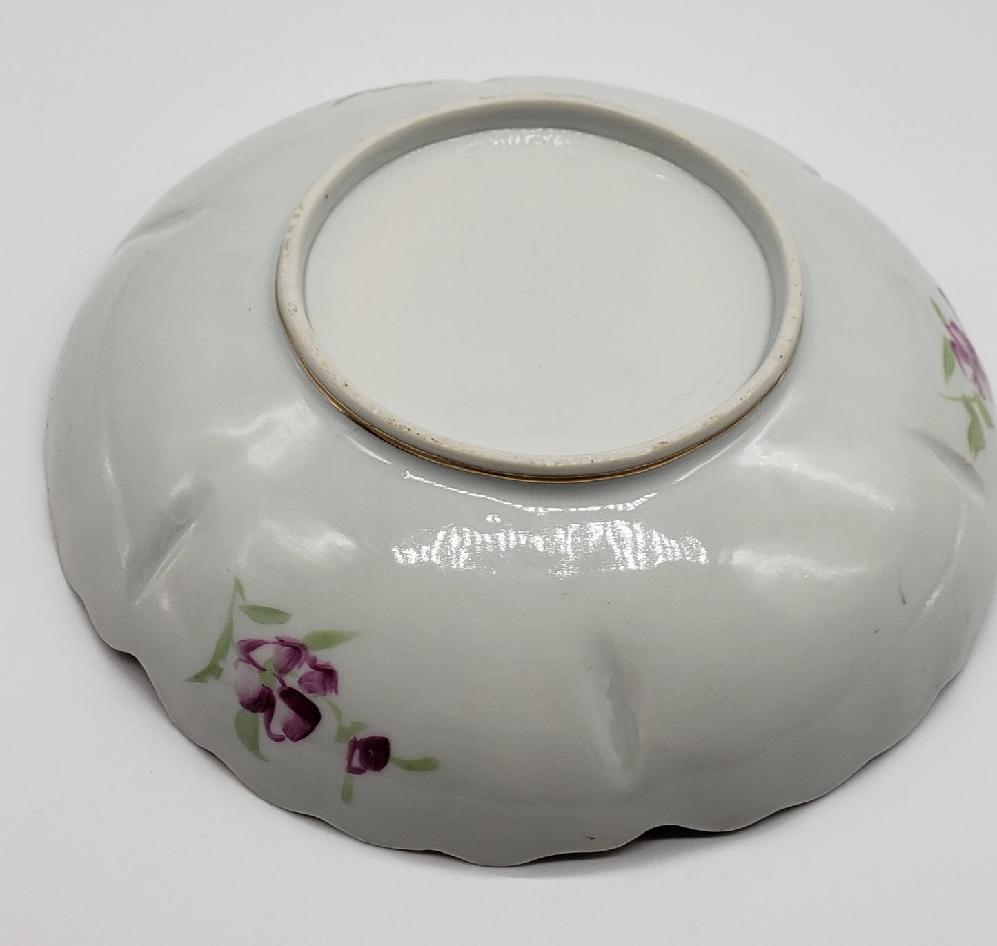 Vintage Hand Painted 9" Floral Porcelain Bowl Scalloped
