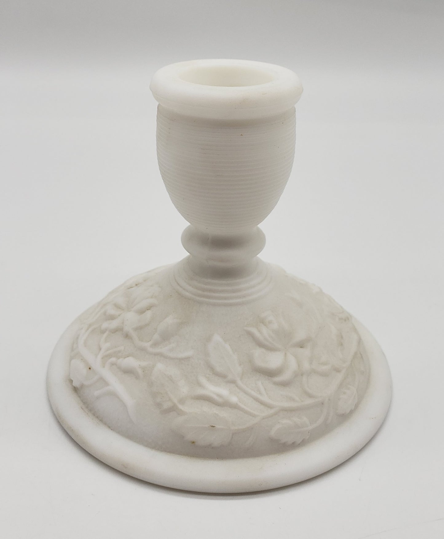Imperial Glass ROSE Milk Satin Doeskin Single Light Candlesticks Candleholder.
