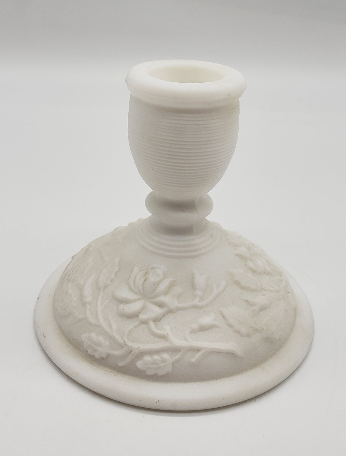 Imperial Glass ROSE Milk Satin Doeskin Single Light Candlesticks Candleholder.