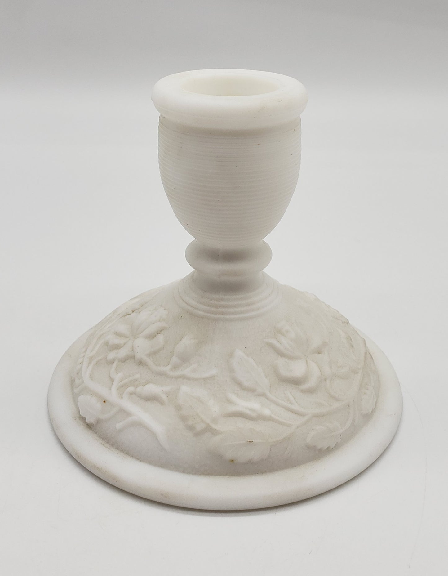 Imperial Glass ROSE Milk Satin Doeskin Single Light Candlesticks Candleholder.