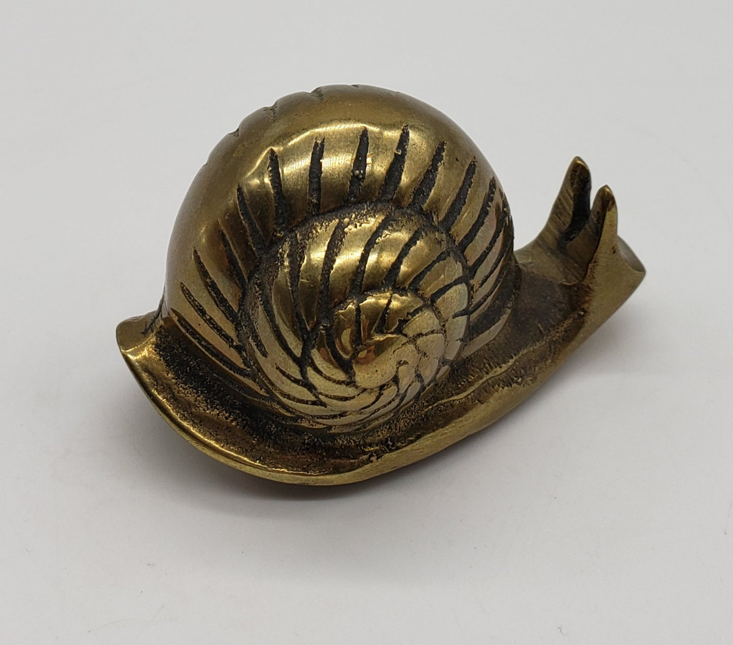 Brass Lucky Snail Paperweight Figurine - Vintage