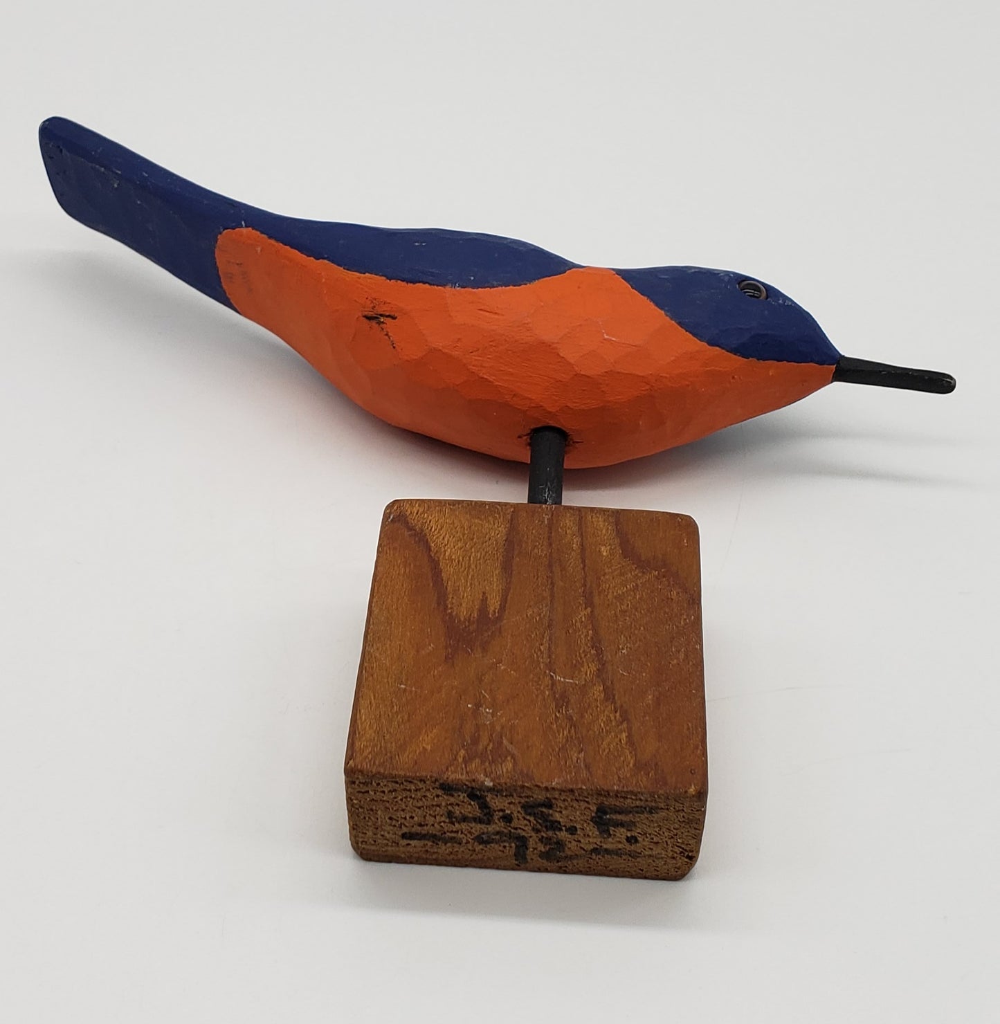 Vintage Folk Art Hand Carved & Painted Wood Bird
