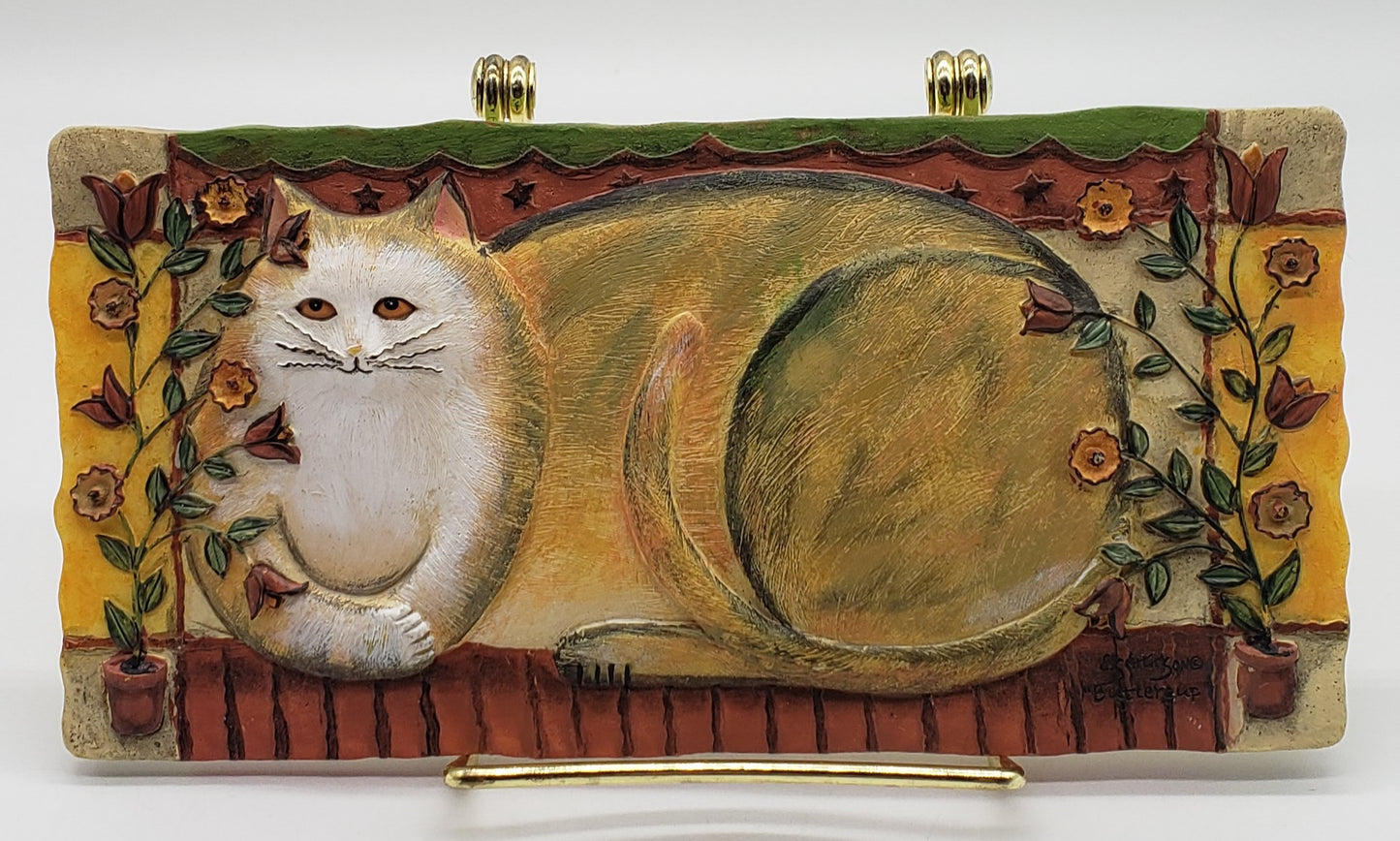 E. Smithson - “Buttercup” - Cat Folk Art - 3D Resin Wall Plaque