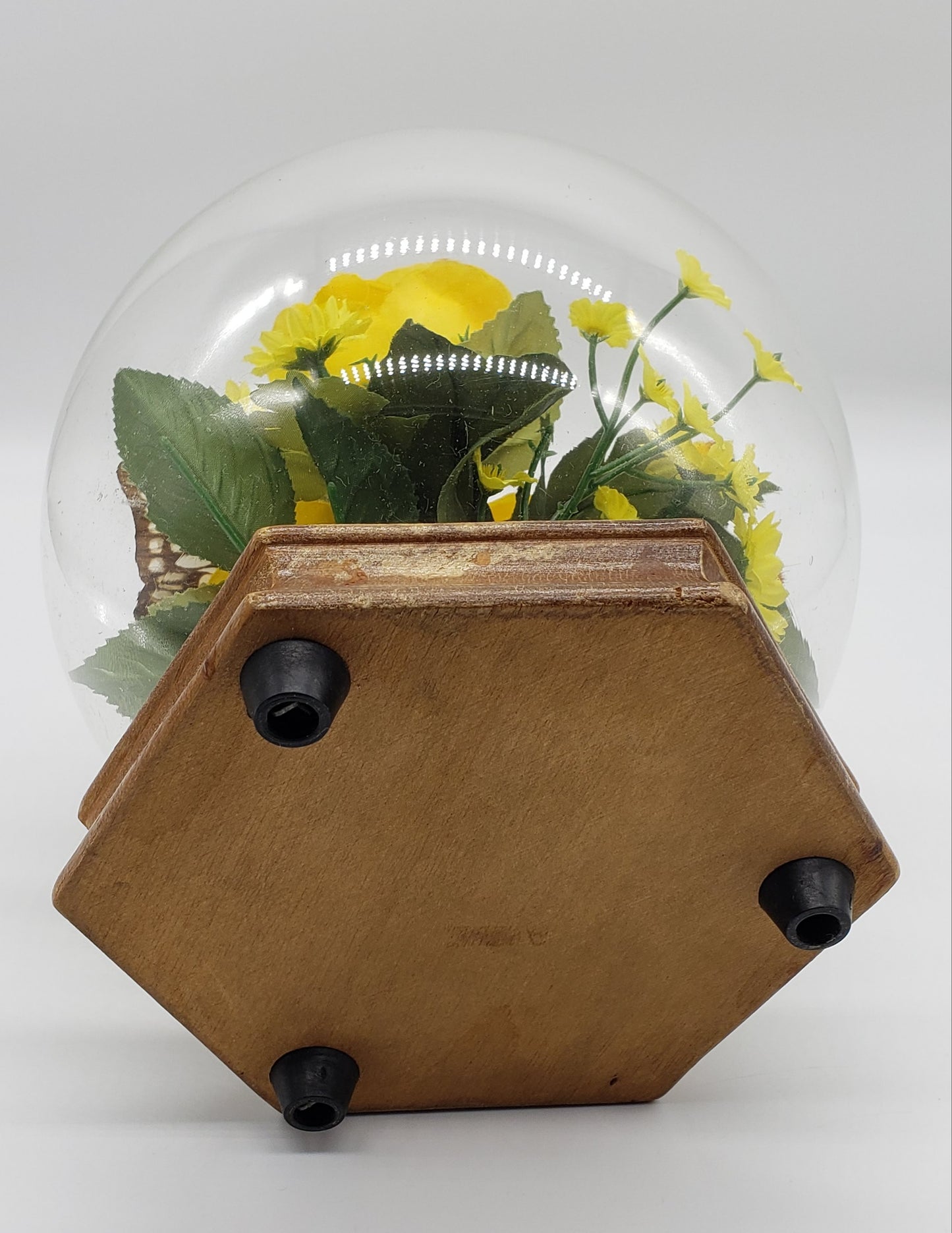 Faux Floral and Butterfly Dome Terrarium
