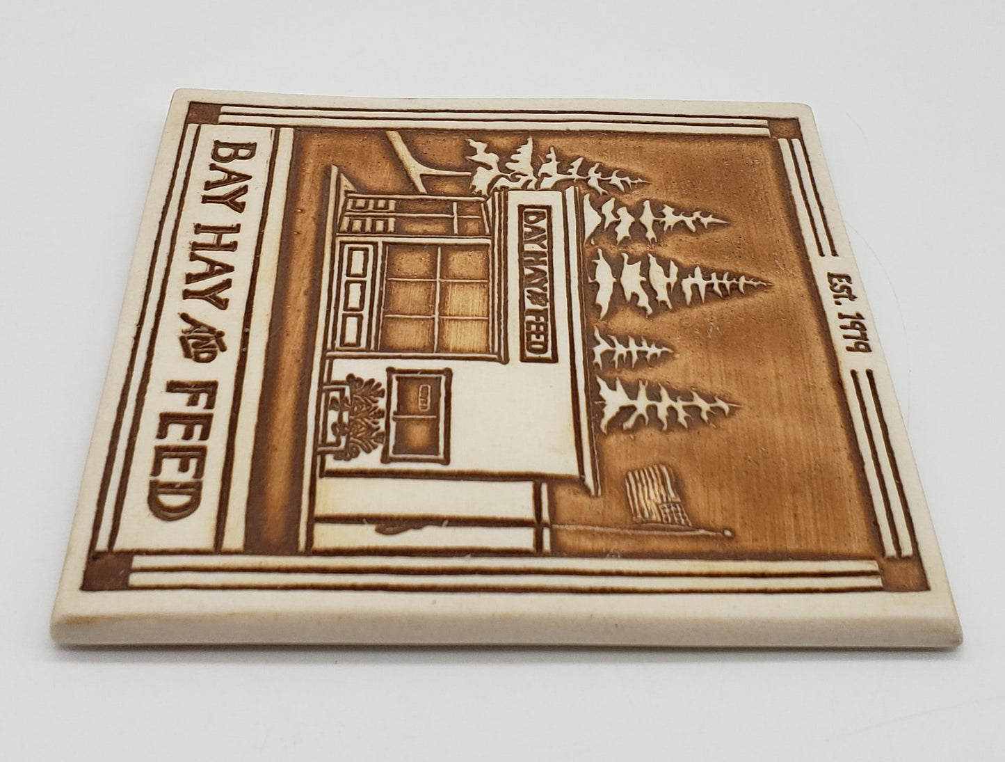 Hidden Cove Pottery Bay Hay & Feed Handmade Coaster