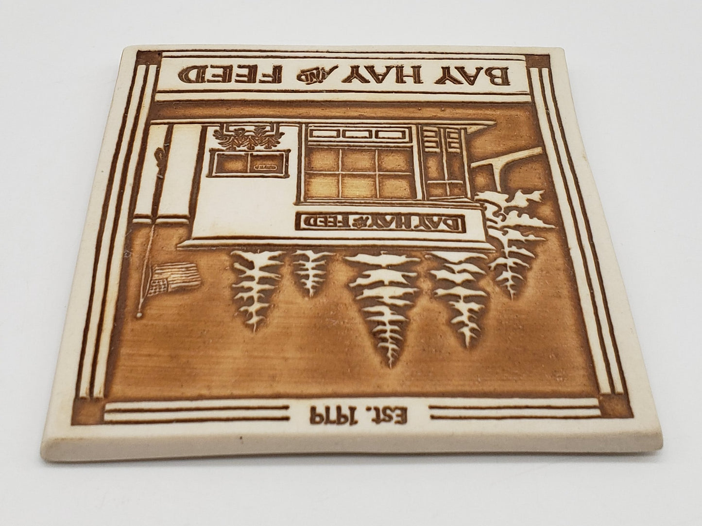 Hidden Cove Pottery Bay Hay & Feed Handmade Coaster
