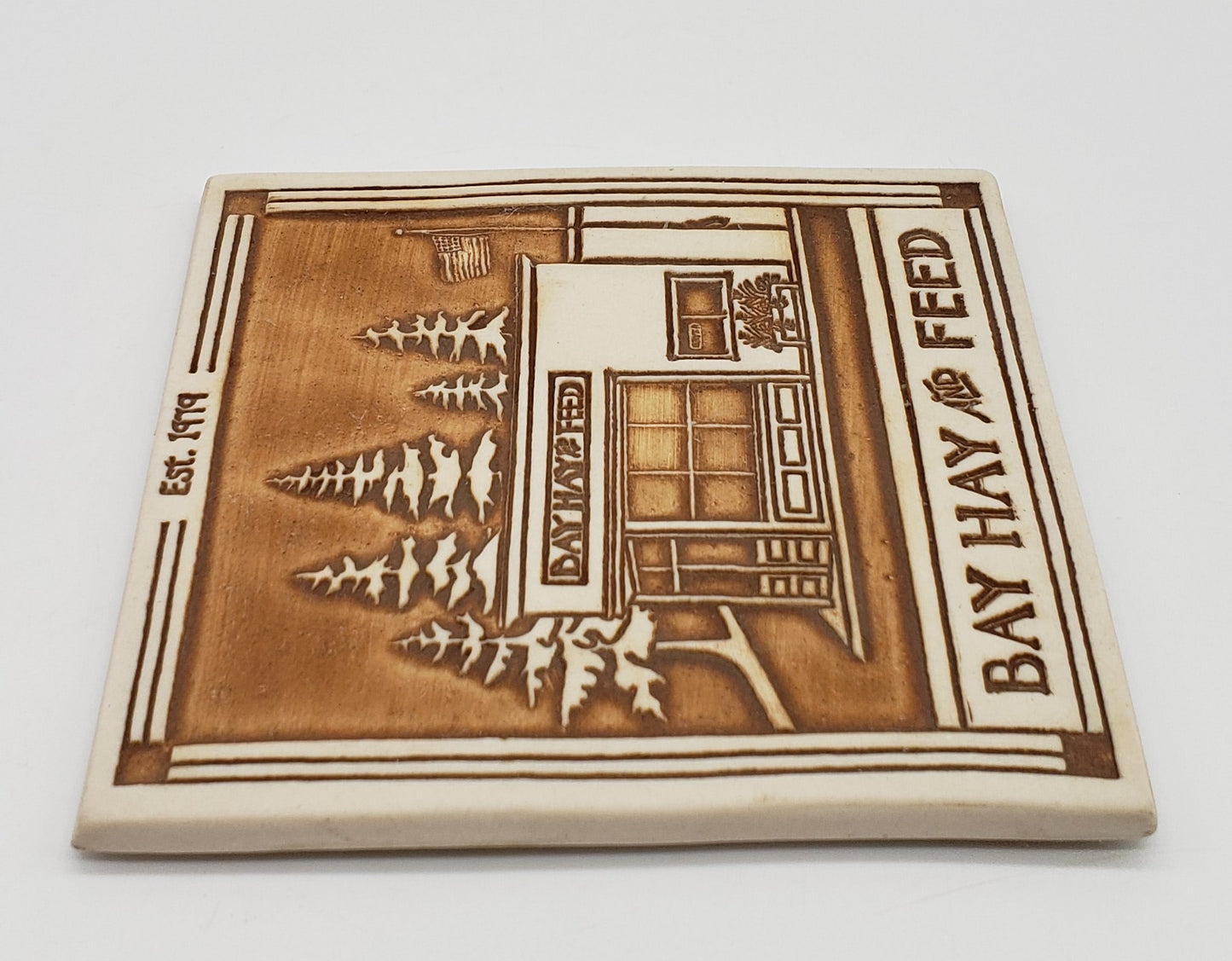 Hidden Cove Pottery Bay Hay & Feed Handmade Coaster