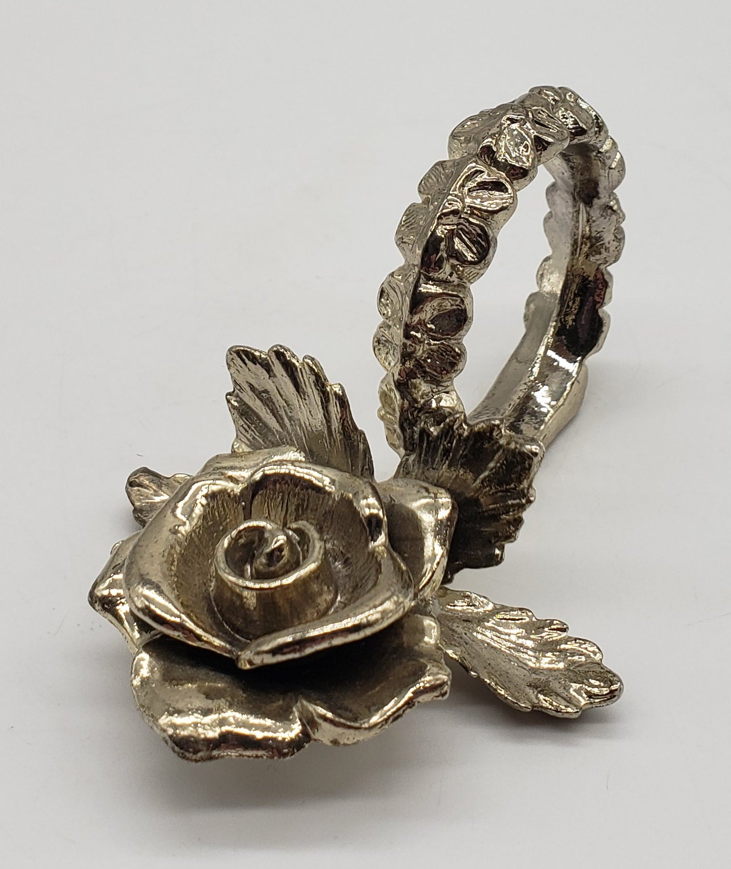 Silver Plated Rose Design Napkin Rings Place Card Holder