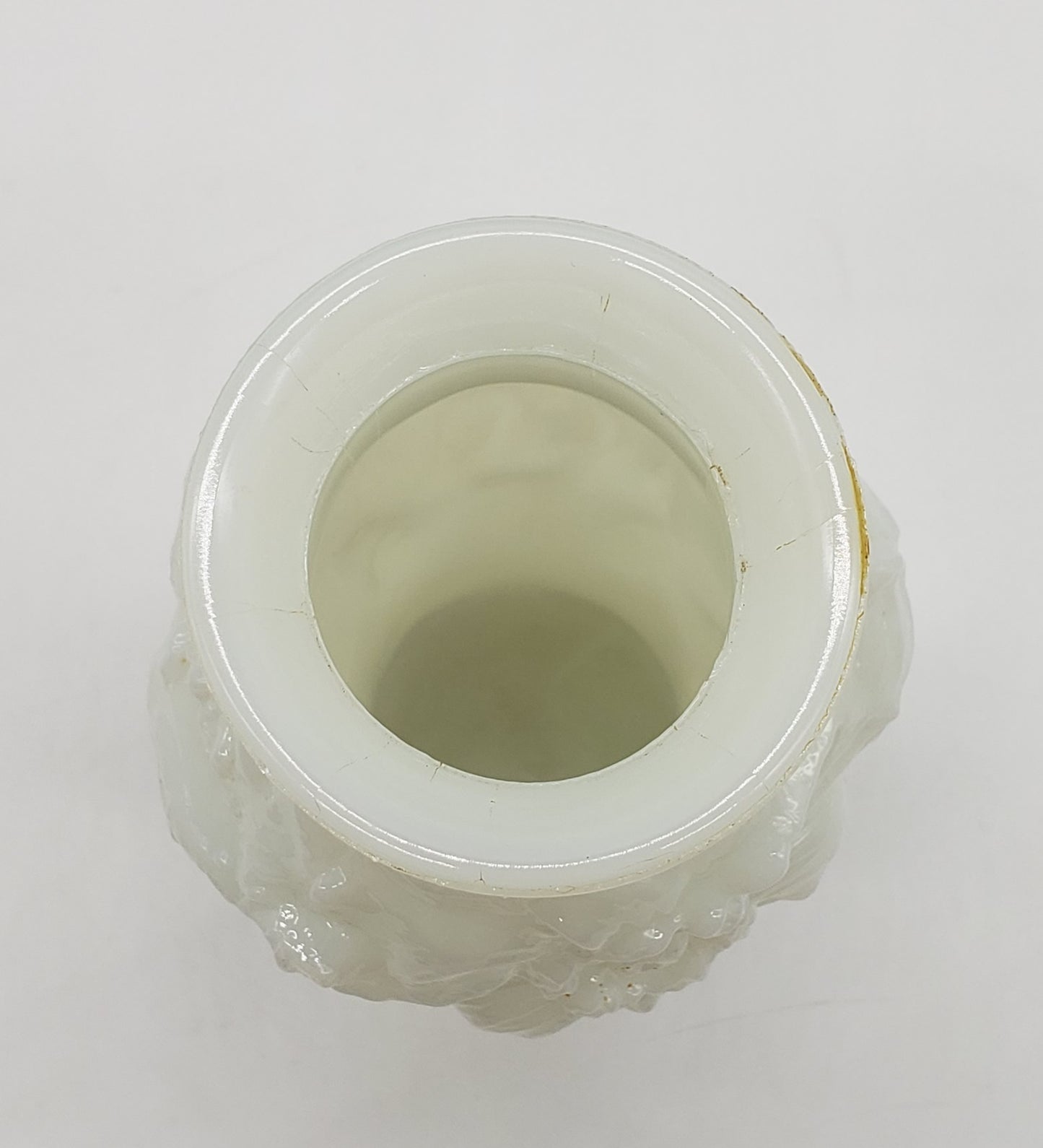 Open Rose Blown Milk Glass bubble bath soap bottle jar