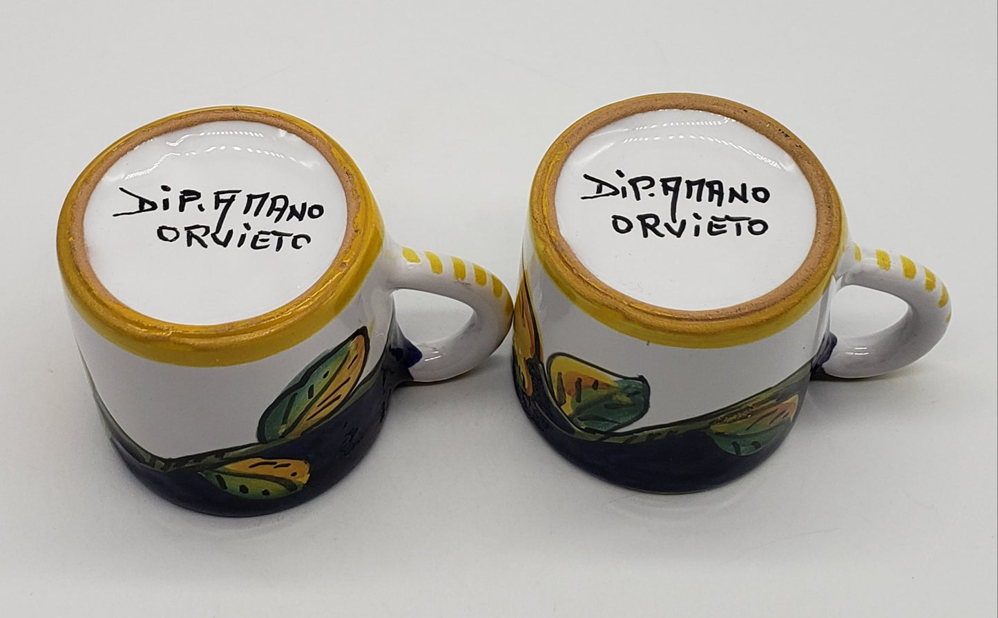 Italian Pottery Dip a Mano Orvieto Limoncello Mugs