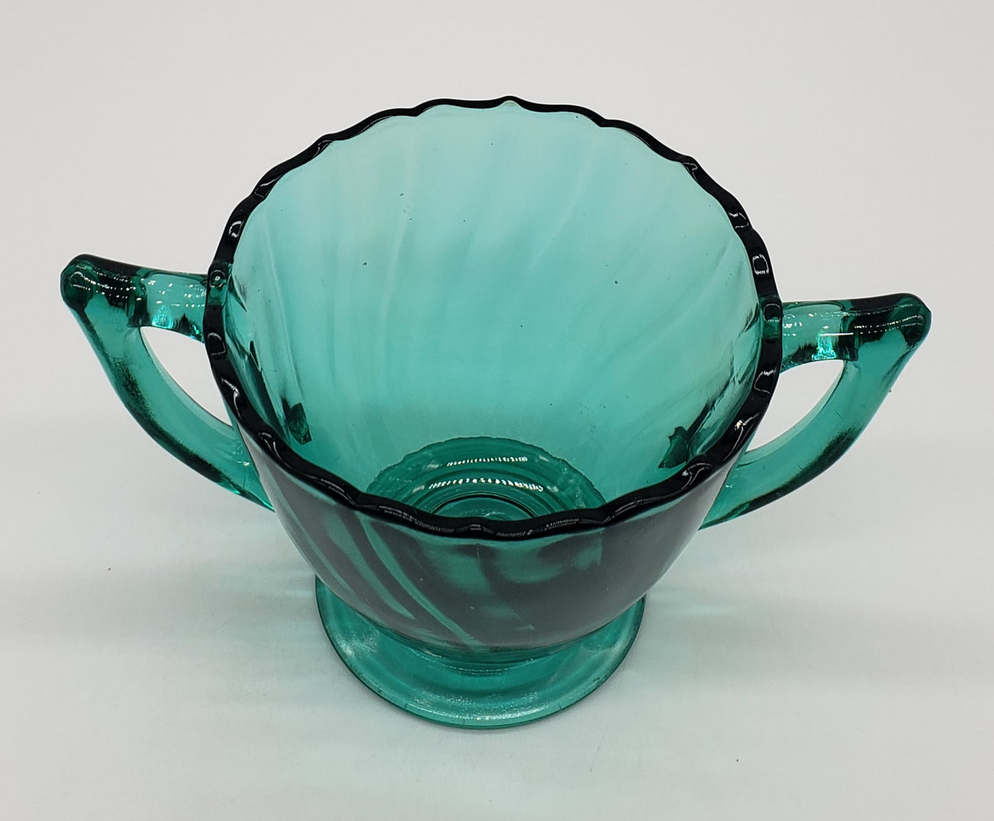 Ultra Marine / Teal Swirl Footed Sugar