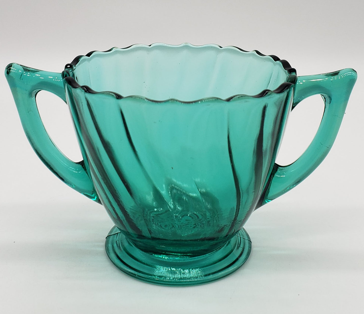 Ultra Marine / Teal Swirl Footed Sugar