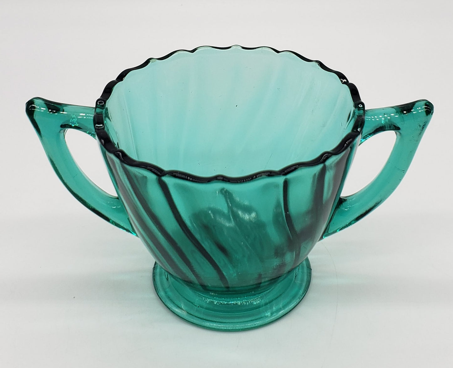 Ultra Marine / Teal Swirl Footed Sugar