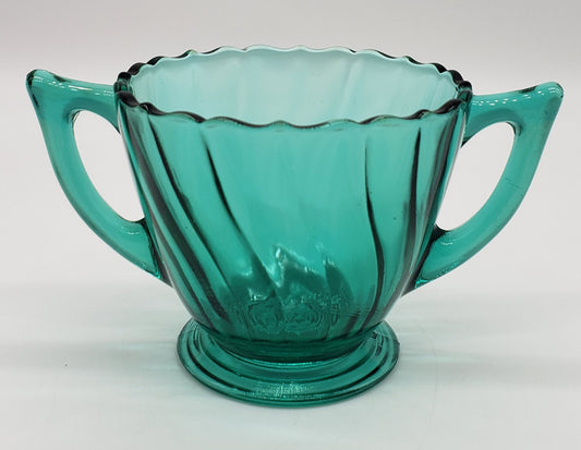 Ultra Marine / Teal Swirl Footed Sugar