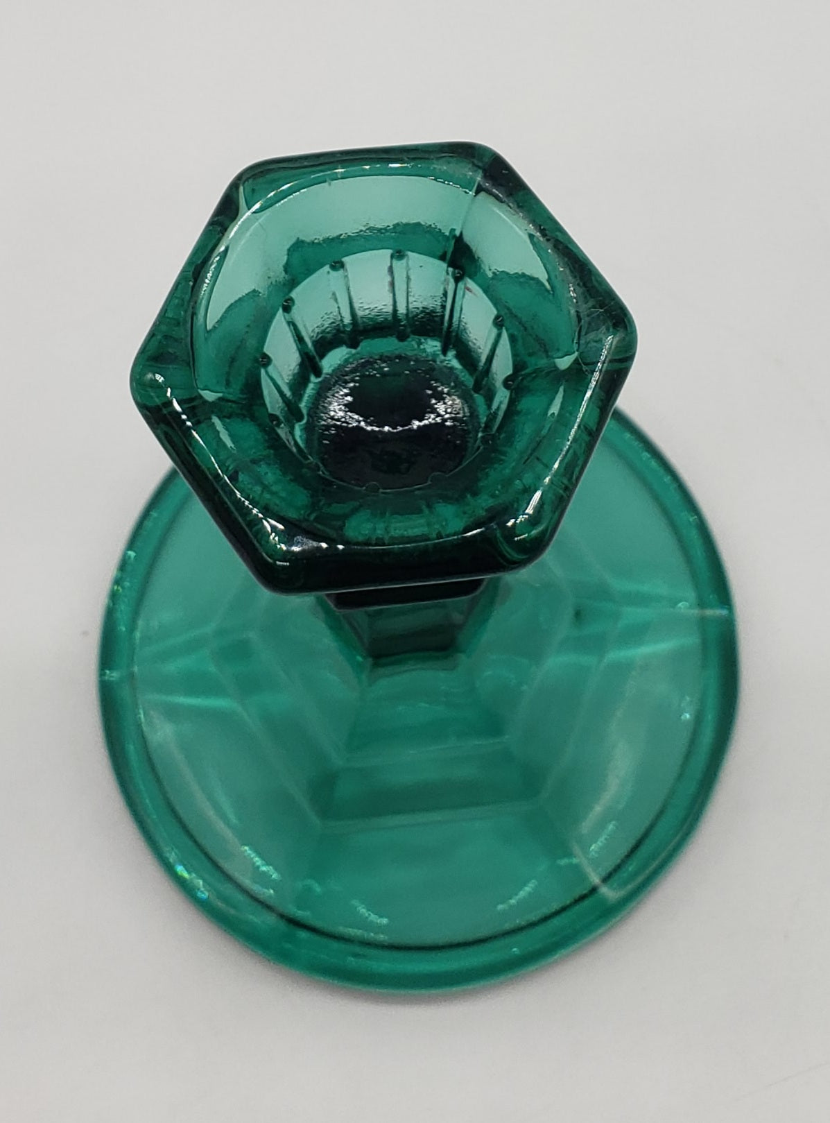 Indiana Glass Teal Green Glass Candlestick Holder