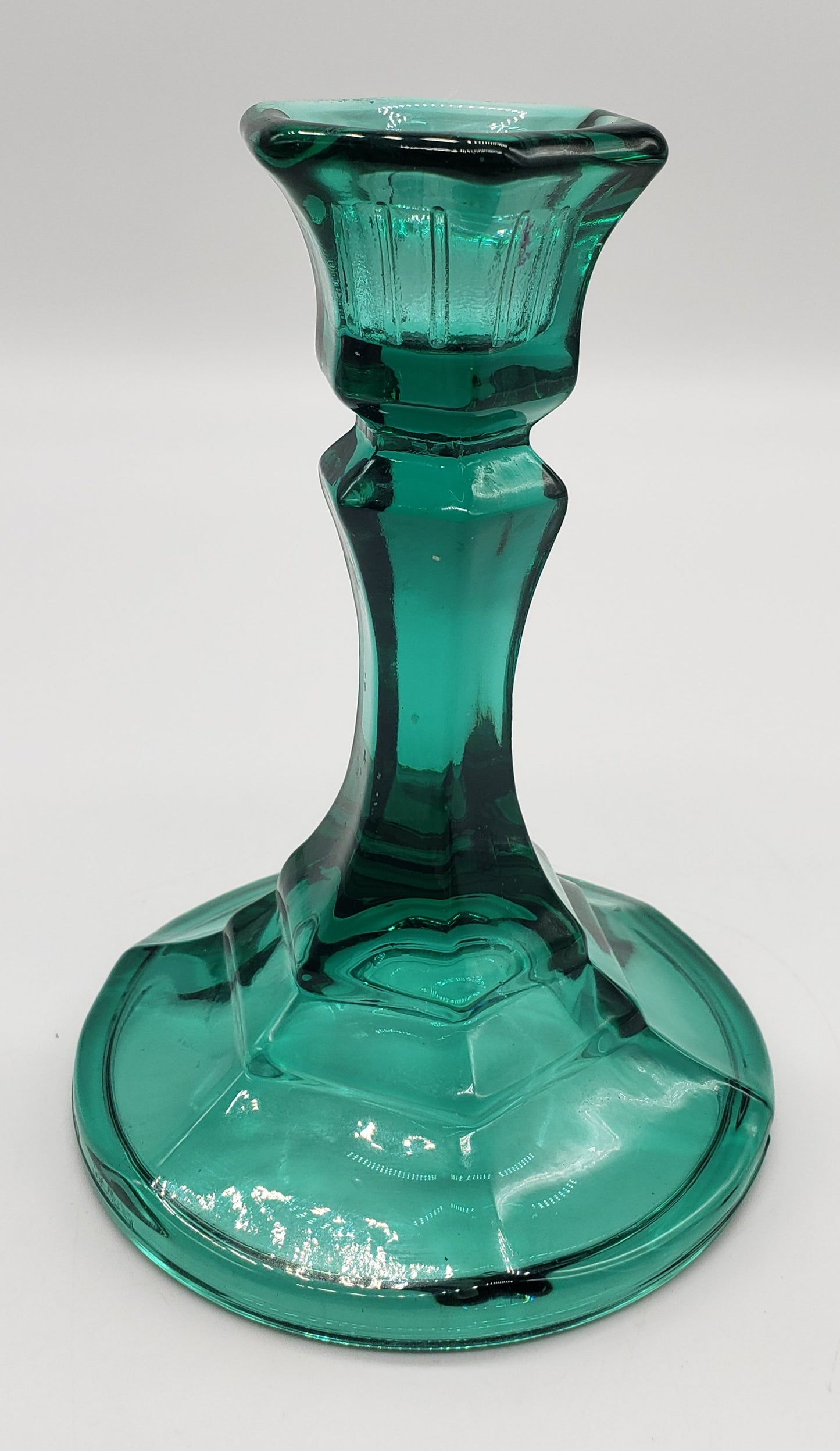 Indiana Glass Teal Green Glass Candlestick Holder