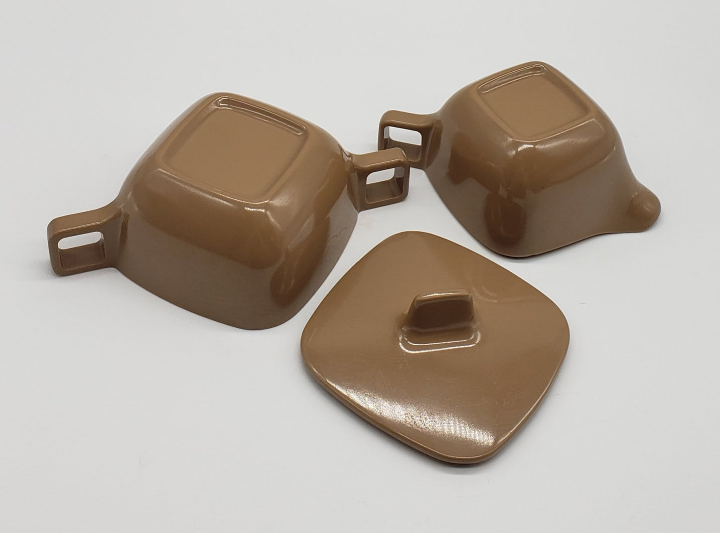Melmac Brookpark Square Sugar Bowl & Creamer Brown