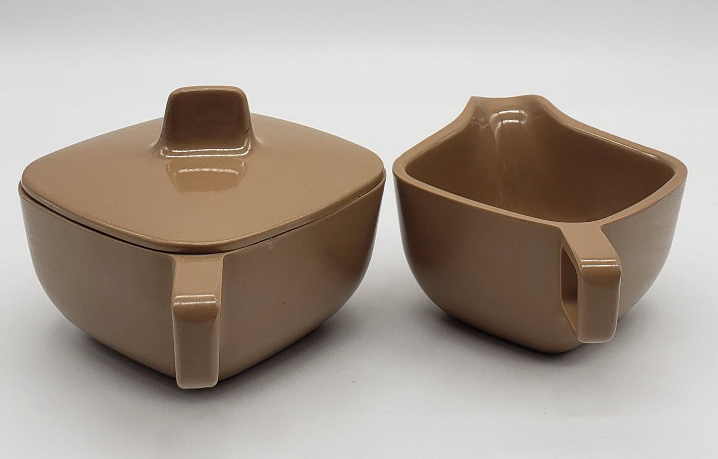 Melmac Brookpark Square Sugar Bowl & Creamer Brown