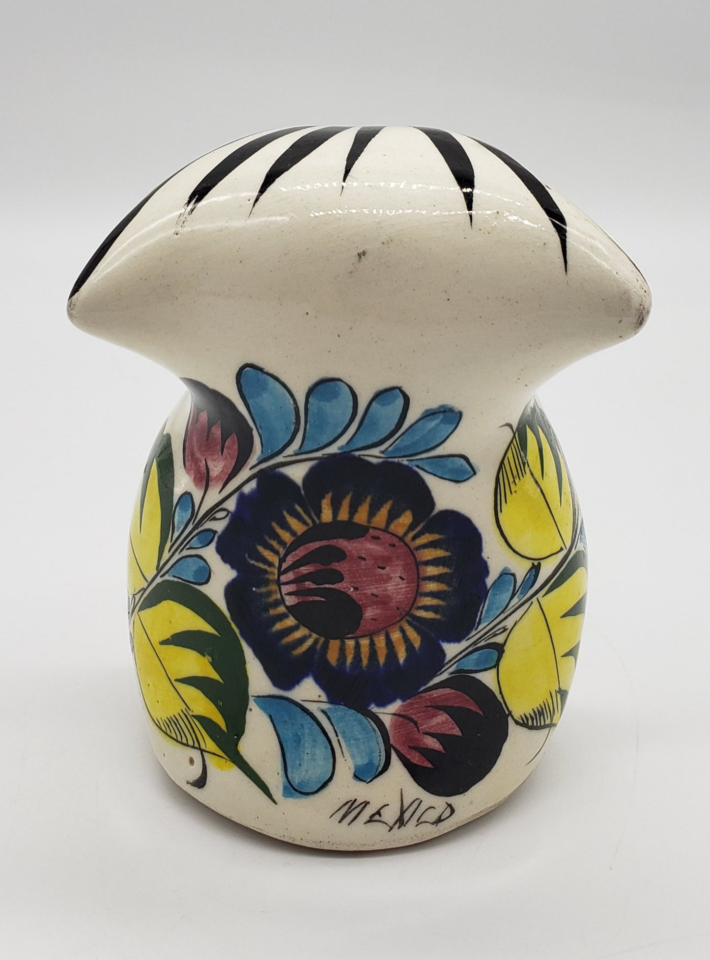 Mid-Century Mexican Hand Painted Tonala Pottery Owl Figurine