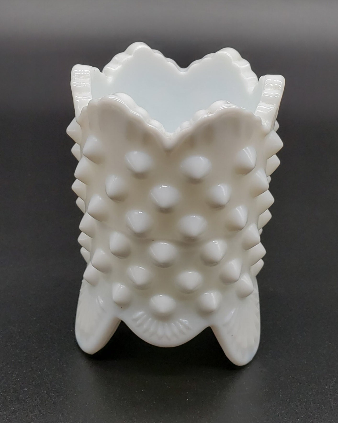 Fenton White Hobnail Milk Glass Footed Toothpick Holder