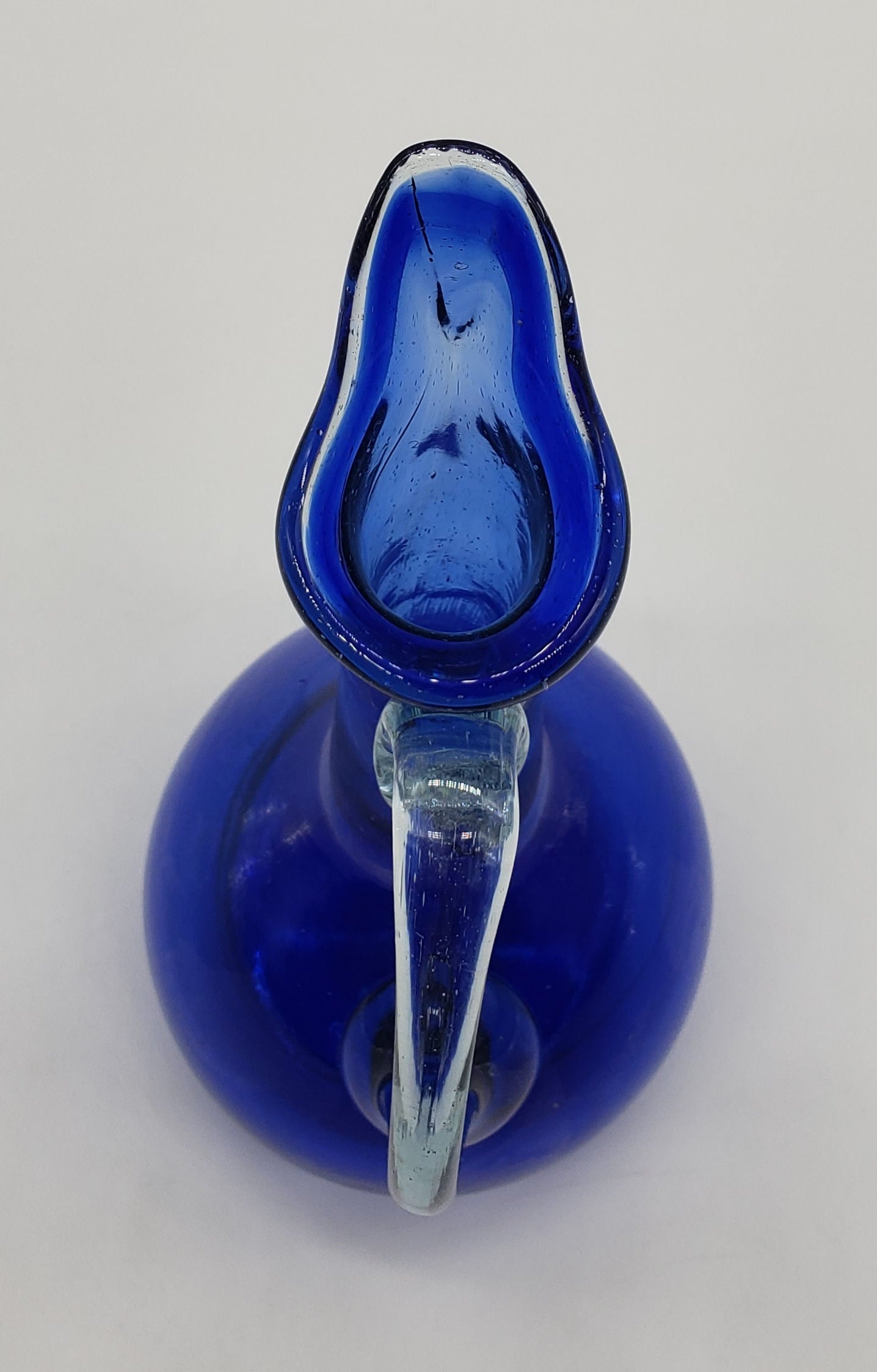 Cobalt Blown Glass Cruet Condiment Pitcher