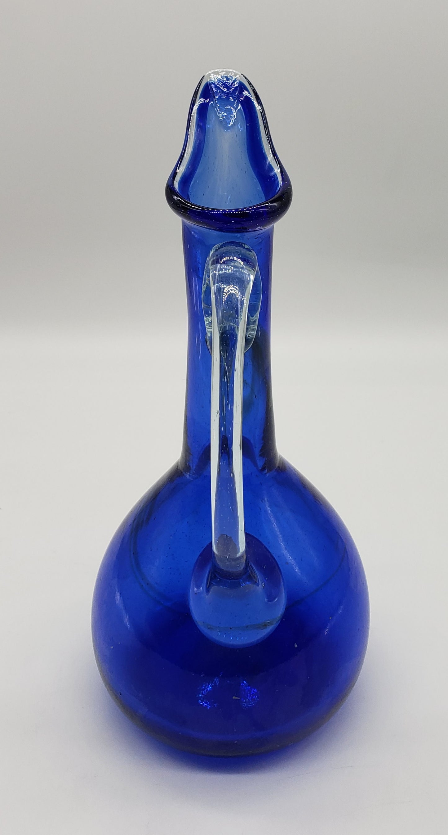 Cobalt Blown Glass Cruet Condiment Pitcher