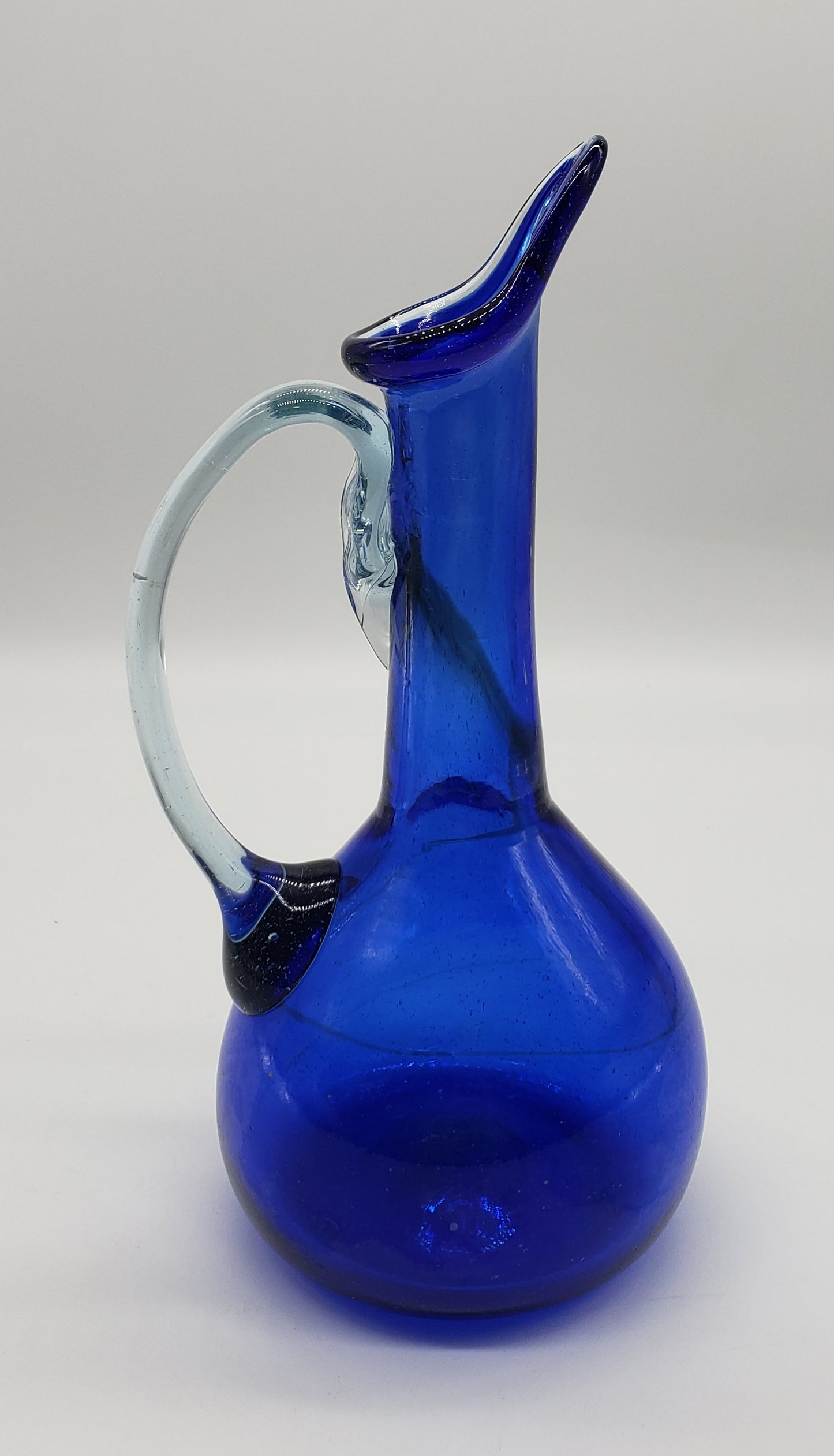 Cobalt Blown Glass Cruet Condiment Pitcher