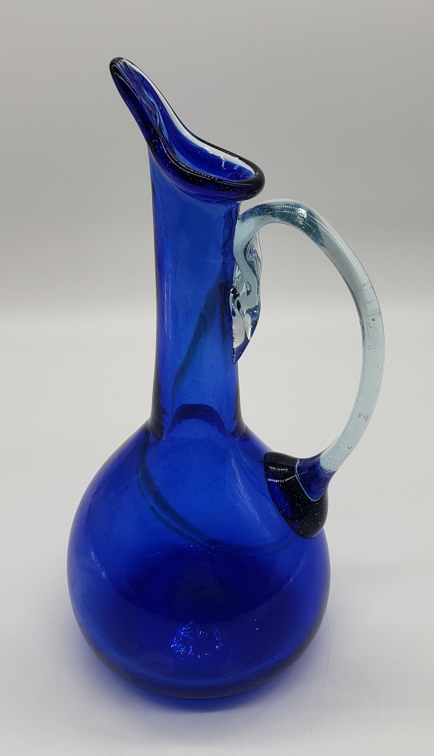 Cobalt Blown Glass Cruet Condiment Pitcher