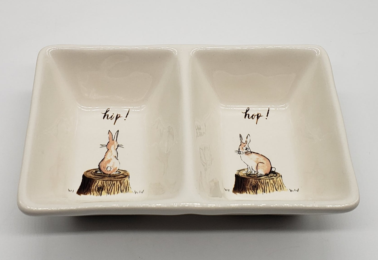 Rae Dunn Hip Hop Bunny Two Sides Tray/Dish