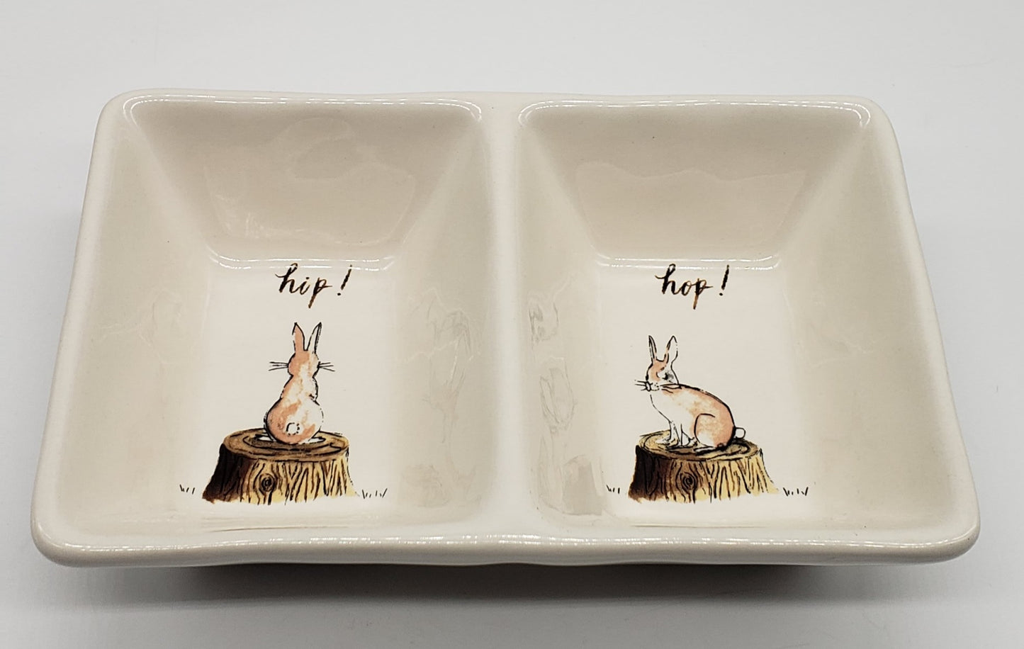 Rae Dunn Hip Hop Bunny Two Sides Tray/Dish