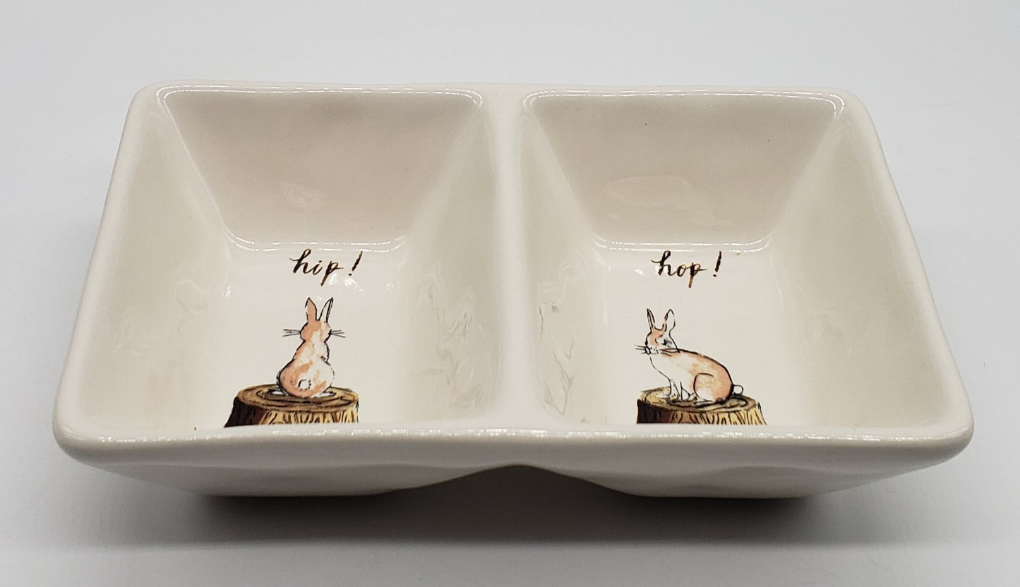 Rae Dunn Hip Hop Bunny Two Sides Tray/Dish