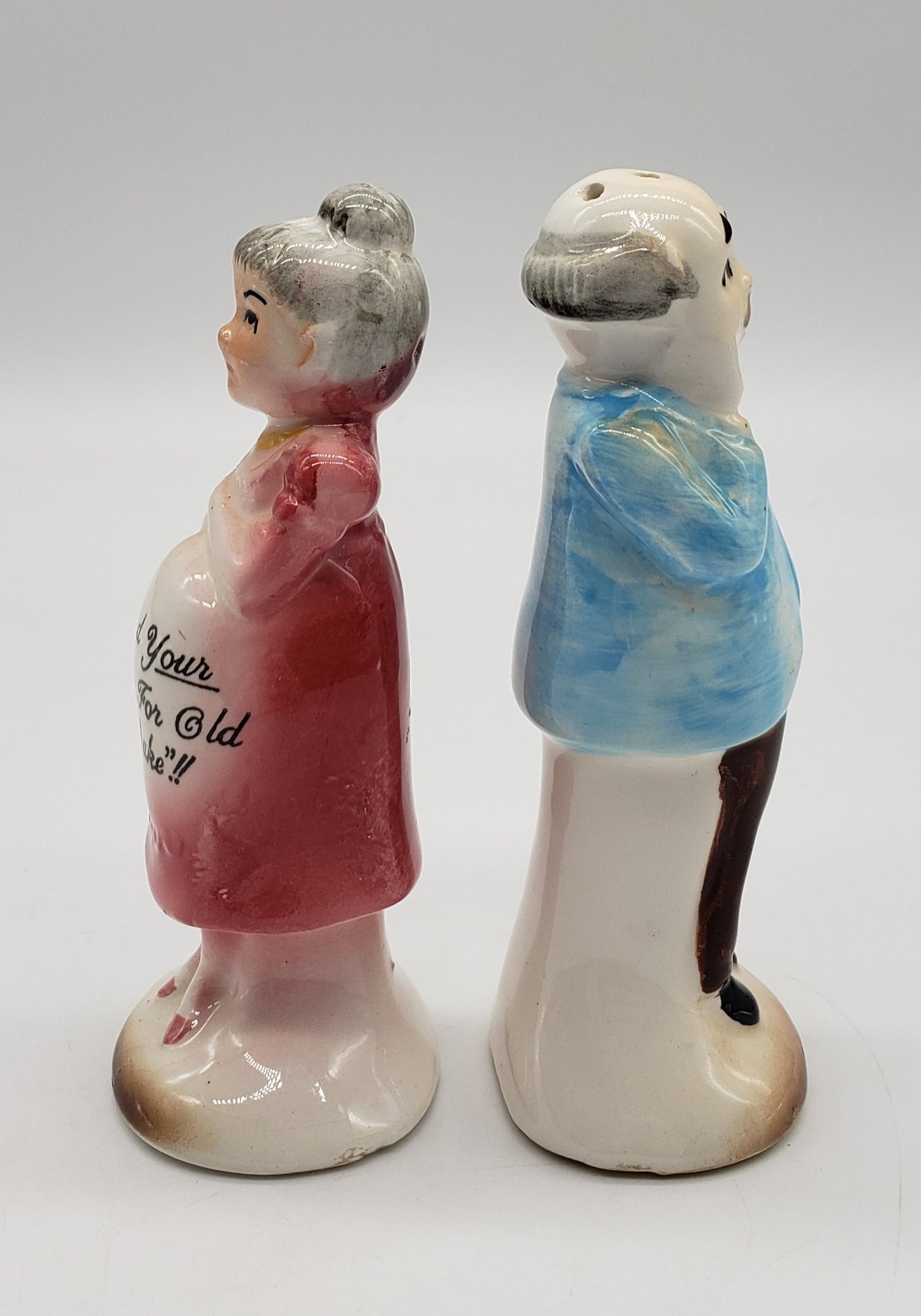 Vintage Enesco Salt & Pepper Shaker YOU AND YOUR ONCE MORE FOR OLD TIME SAKE
