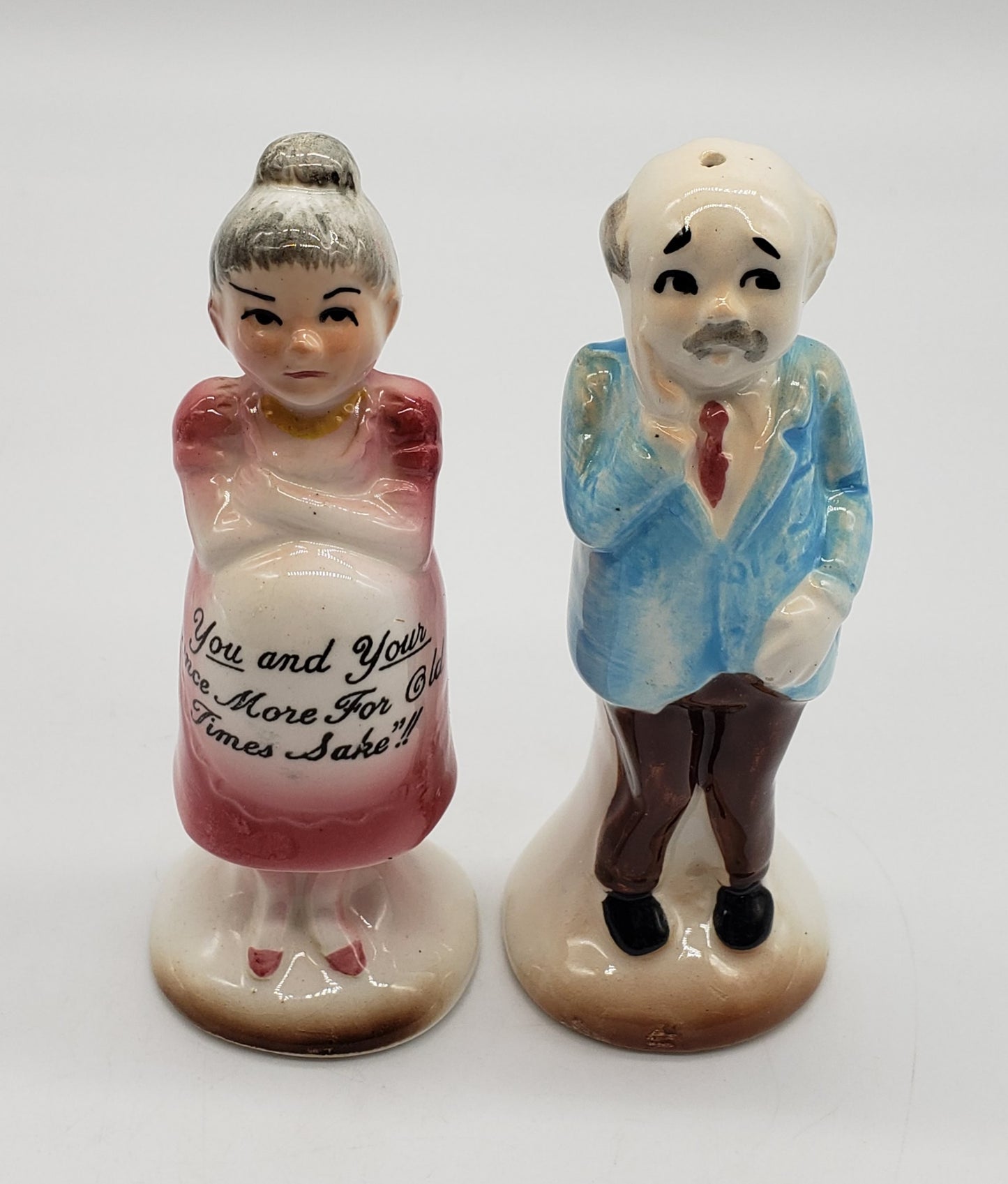 Vintage Enesco Salt & Pepper Shaker YOU AND YOUR ONCE MORE FOR OLD TIME SAKE
