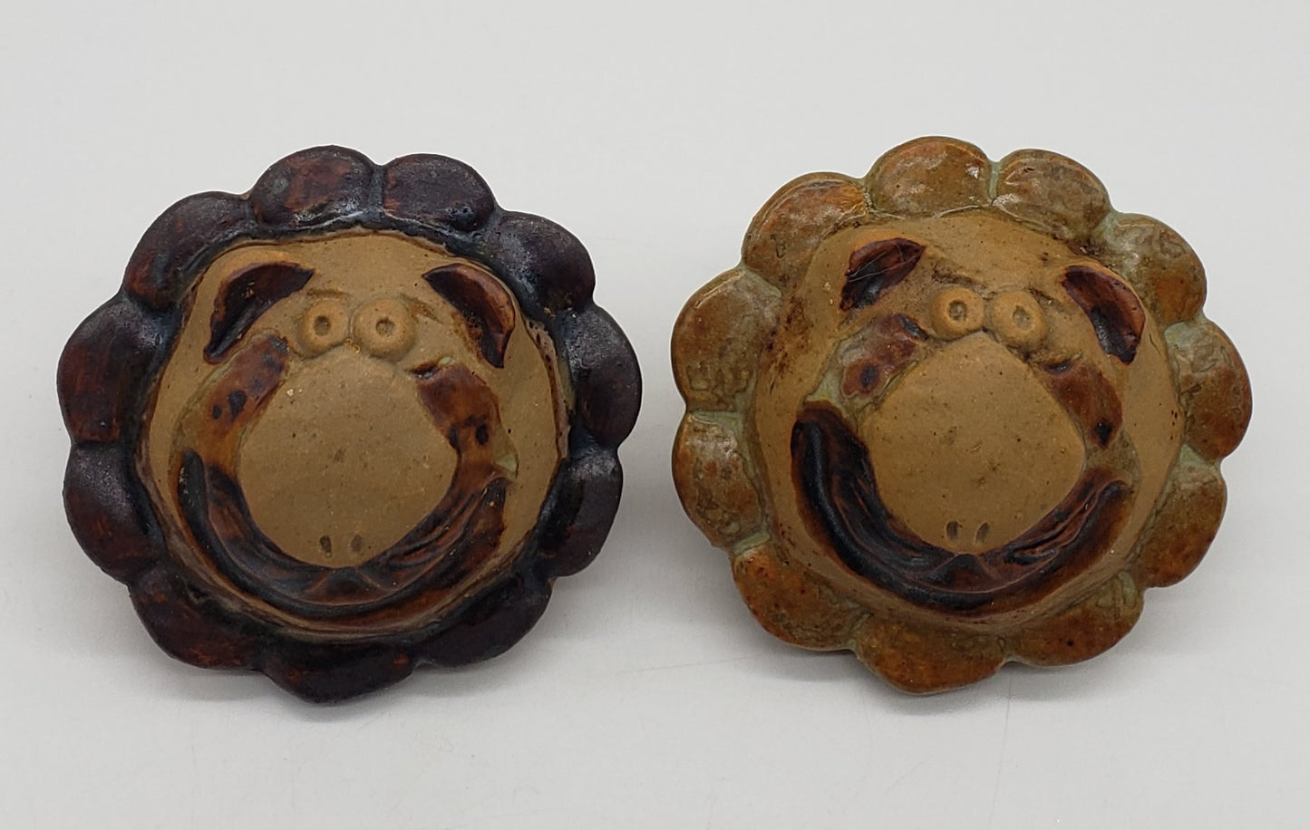 Fitz and Floyd Salt &Pepper Shakers Lion Face Stoneware/Clay Vintage Table ware