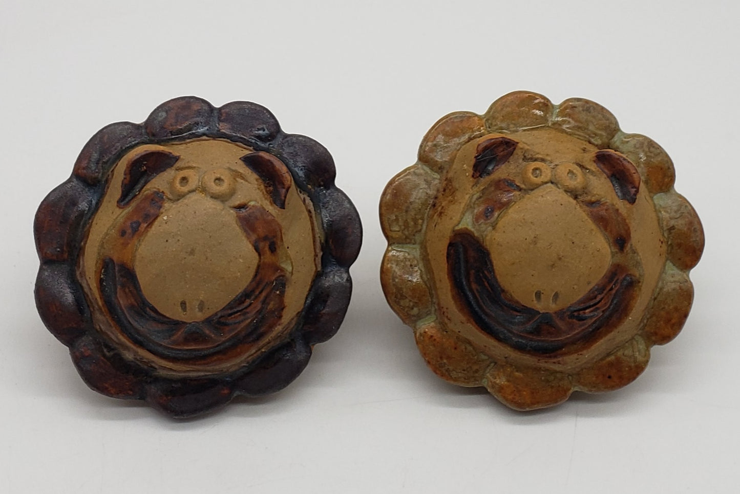 Fitz and Floyd Salt &Pepper Shakers Lion Face Stoneware/Clay Vintage Table ware