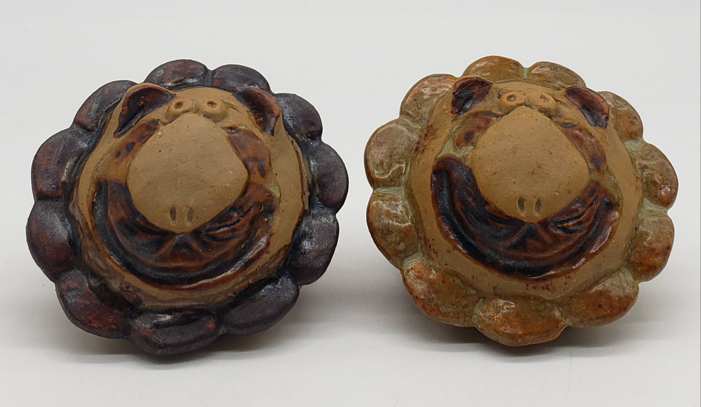 Fitz and Floyd Salt &Pepper Shakers Lion Face Stoneware/Clay Vintage Table ware