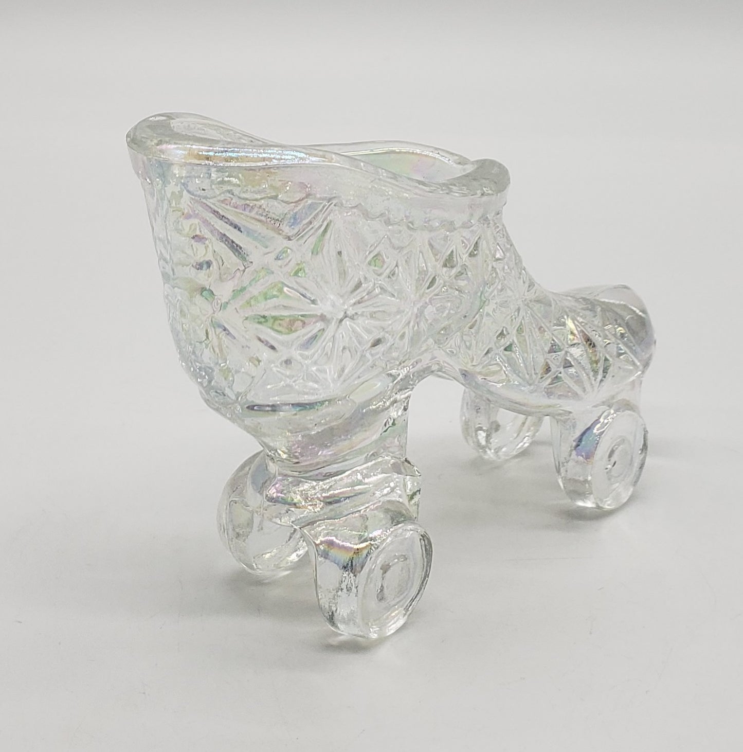 LE Smith Daisy & Button Roller Skate Iridescent Glass