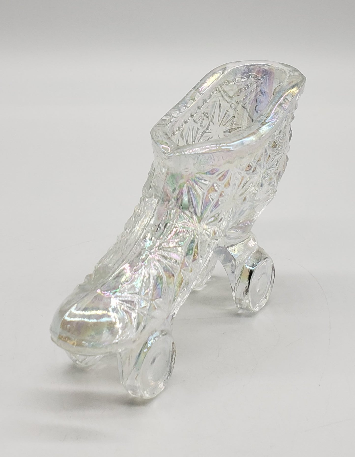LE Smith Daisy & Button Roller Skate Iridescent Glass