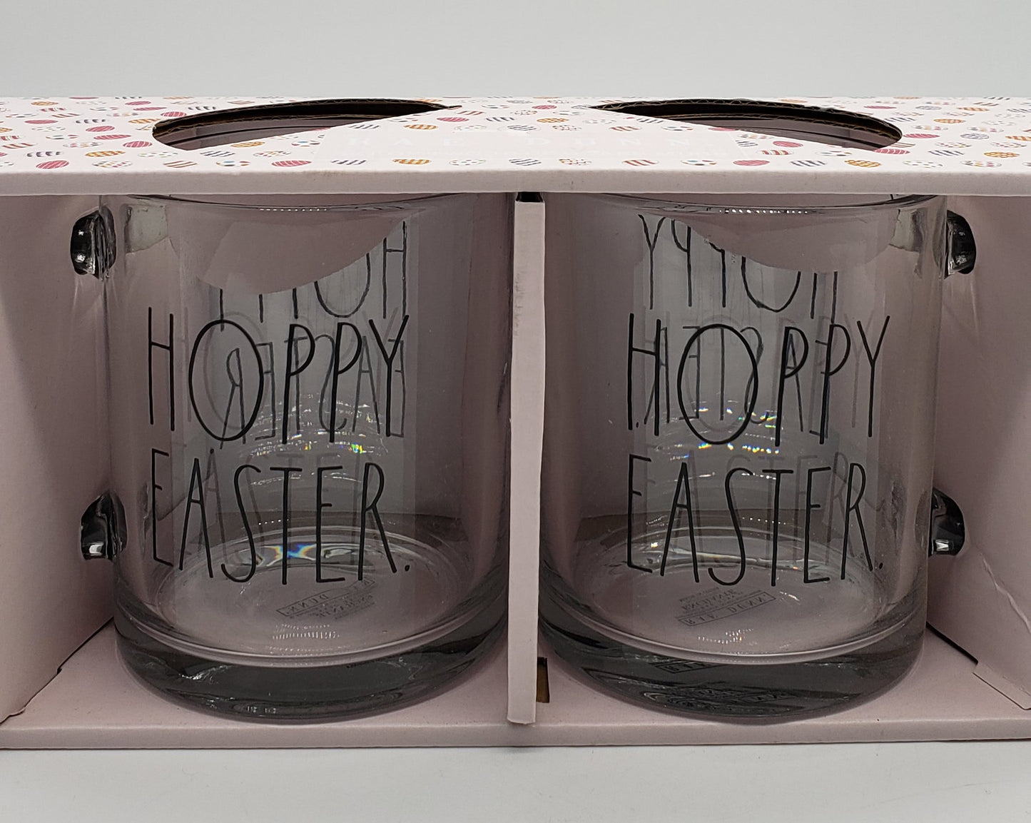 Rae Dunn Hoppy Easter Glass mugs